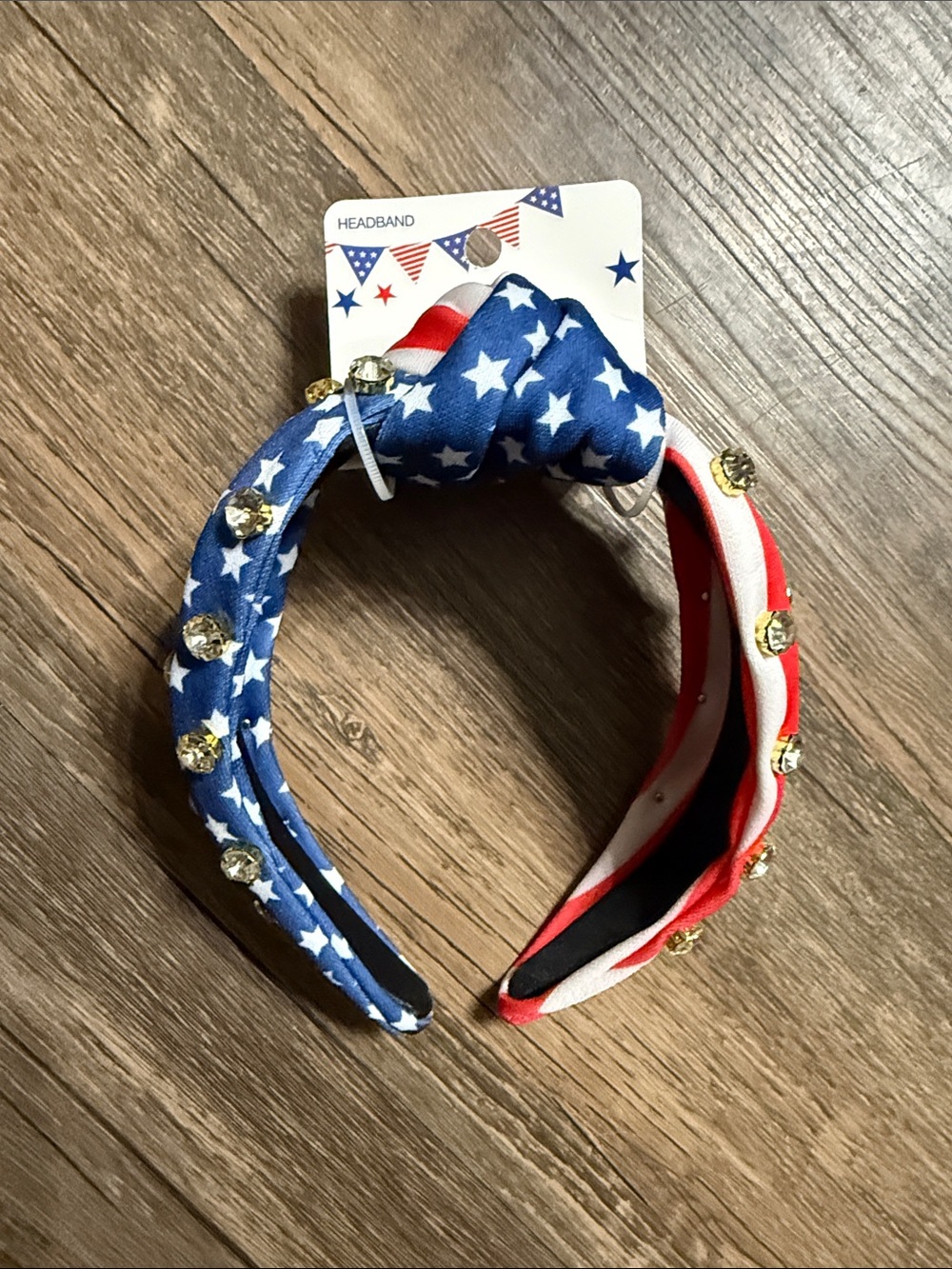 Patriotic Star & Stripe Kids Headband with Gem Accents